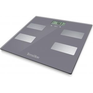 Balance Pèse Personne Électronique - Impédancemètre, 8 Mémoires Utilisateurs, Mode Athlète, 4 Électrodes, Marche/Arrêt Automatique, 160kg, Scan - Marron Glacé - Neuf