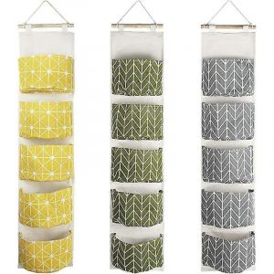 Sac de rangement suspendu 3 pièces avec 5 poches MOTASOM étagère murale en tissu sac de rangement panier sac de rangement étanche - Neuf
