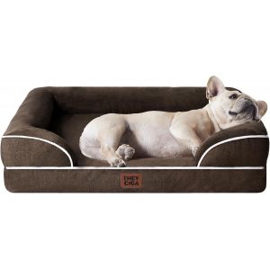 Panier Petit Chien Orthopedique, Memoire De Forme Lit Pour Chien Dehoussable Lavable, Canapé Chiens Dehoussable Imperméable, Beige - Neuf