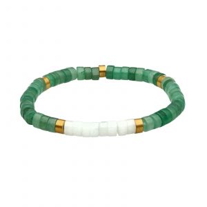 Bracelet Chakra Perles Heishi Aventurine Jaspe Blanc - Neuf