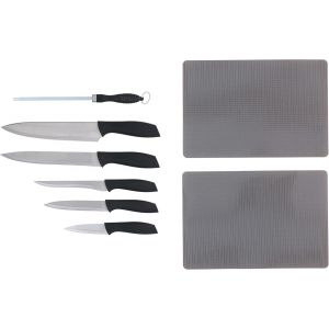 Mevronisshop-Alpina - Set De Couteaux 8 Pi&egrave;ces - Chef, D&eacute;coupe, D&eacute;sossage, Utilitaire Et D'office - Avec Aiguiseur Et Planches &Agrave; D&eacute;couper - Neuf