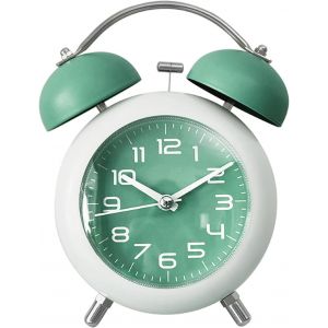KAL-Réveil À Double Cloche Avec Veilleuse - Réveil Analogique Pour Enfants - Grand Cadran De 10,2 Cm - Sans Tic-Tac - Silencieux - Fonctionne Avec Piles - Alarme Puissante - Montre De Voyage Pour Gar - Neuf