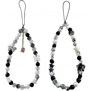 KAL-Lot De 2 Bijoux De Telephone, Universelles Vintage Bracelet Telephone Portable, Perles Noir Dragonne Téléphone Portable Bijoux Pour Femmes Filles - Neuf