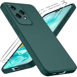 Kal-Coque Pour Honor 200 Lite 5g Avec 2 Pièces Verre Trempé, Ultra Mince Souple Tpu Silicone Liquide Étui Protection Antichoc Anti-Rayures Bumper Housse Pour Honor 200 Lite 6,7"", Vert - Neuf