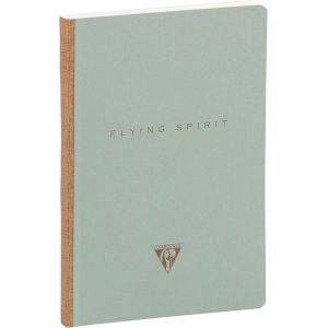 Eryi-- 107546c - Un Carnet Broché Dos Toilé Flying Spirit 192 Pages Lignées Papier Ivoire 90g, Couverture Cartonnée Vert De Gris - 5 Motifs Imprimés Au Dos, Livraison Aléatoire - Neuf