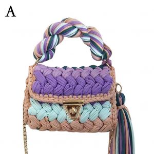 Fashion Coloré Crochet Femmes Sac À Main Gland Corde Épaisse Tissé Sacs À Bandoulière - Neuf