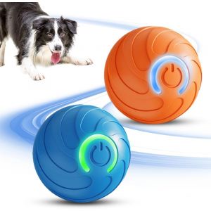 Balle Interactive Intelligente Pour Chien, Jouet Rechargeable Usb Avec Vibration Et Rebond, Id&eacute;ale Pour Jeu En Int&eacute;rieur (Bleu + Orange) - Neuf