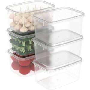 2.2l*6 Boîte Conservation Alimentaire,Conteneur Alimentaire,Boîte De Rangement,Récipient De Congélateur Avec Couvercle,Sécuritaire Au Micro-Ondes,Sans Bpa,Plastique,Clair,2.2l-Lot De 6 - Neuf