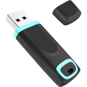 KALANKA-Cle USB 128 Go 3.0, USB 128 Go Stick Stockage Données avec Lumière LED pour PC tablettes, Ordinateurs Portables, Autoradio, etc.(Cyan) - Neuf