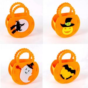 4pcs Halloween St&eacute;r&eacute;o Citrouille Sac Citrouille Panier Portable Sac De Bonbons Pour Un Truc Ou Traiter Halloween Toison Sac Utilis&eacute; Pour Les Bonbons D'halloween De Stockage - Neuf