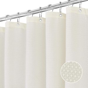 Tianyi-Gaufre Rideau Douche Rideaux Baignoire Tissu Polyester Lavable En Machine Rideau Salle De Bain Avec 12 Crochets Rideau Salle De Bain Imperm&eacute;able 183 X 183 Cm (Cr&egrave;me) - Neuf