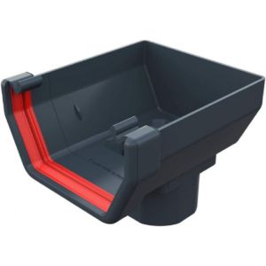 Goutti&egrave;re carr&eacute;e gris anthracite pour syst&egrave;me d'eau de pluie 114 mm - Neuf