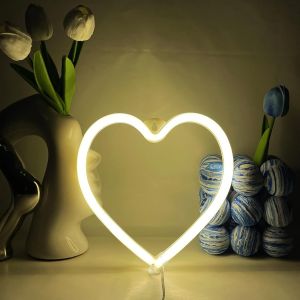 Coeur Enseigne Lumineuse Panneau N&eacute;on Blanc Chaud Enseigne Lumineuse Led N&eacute;on D&eacute;coration Lumineuse N&eacute;on Led Pour Chambre Bar Restaurant Discoth&egrave;que Magasin - Neuf