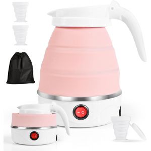 KALANKA-Bouilloire pliable 0,6 L Avec 2 gobelets pliables, Bouilloire portable de Camping, Mini Bouilloire de Voyage, Mini bouilloire électrique en silicone pour le camping, le voyage, l'extérieur (R - Neuf