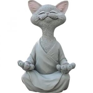 Bouddha Chat Statue,Yoga Bouddha Zen Chat Méditation Chat Statue,Statue de Chat Zen Happy Cat Buddha Extérieure Pelouse Décoration - Neuf