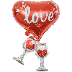 Ballon Love Verres De Vin - Ballon Coeur Rouge - Neuf