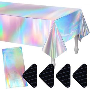 Sjzg-Lot De 2 Nappes De Fête, Arc-En-Ciel - Multicolore, En Plastique Imperméable, Décoration D'anniversaire D'enfant, Imperméables Jetables, Fête À Thème (137 X 274cm), Sirènes Multicolores - Neuf