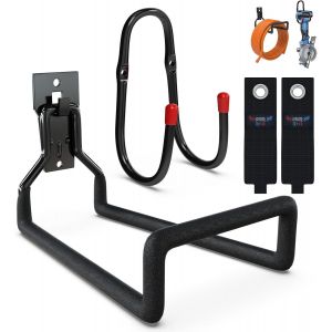 CAUC-Support Tuyau Mural 2 Pi&egrave;ces, 15mm Support Tuyau Jardin Acier Inoxydable 45KG Charge, Porte-tuyau avec Support pour Tuyau, Escalier, Jardin, Garage avec 2 Sangles de Rangement en L - Neuf