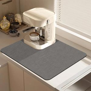 Eryi-Tapis Egouttoir Vaisselle(30×40cm), Tapis Machine A Cafe Pour Vaisselle, Bar, Machine À Café, Tapis De Drainage De Cuisine Super Absorbant, Tapis Égouttoir Vaisselle Absorbant, Gris Foncé - Neuf