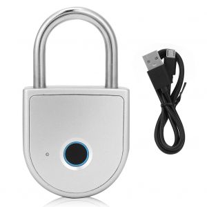 Cadenas intelligent sans cle de securite rechargeable par USB en alliage de zinc W10, argent - Neuf