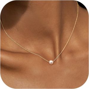 Kalanka-Collier Perle Femme Collier 14k Plaqué Or/Argent Collier Ras De Cou Femme Collier Perle Pendentif Perle Collier Femme Fantaisie Collier Or Femme Bijoux De Perles Pour Femmes Filles - Neuf