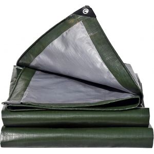 Checarzhn--No1-Bâche 2x4m Bâche En Tissu 180g/¿ Vert/Argent Bâche Imperméable Avec Oeillets Bâche De Protection Bâche De Bateau Bâche En Bois Pour Meubles De Jardin Couverture De Piscine Bâche De Toit De T - Neuf
