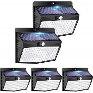 Lampe Solaire Extérieur 5 Pack 3 Modes Projecteur Led Eclairage Avec Detecteur Sans Fil Spot Solaire Exterieur Ip65 Etanche Lumiere Pour Jardin, Garage - Neuf