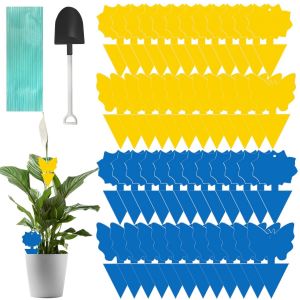ChenQuanSarl-48Pcs Anti Moucherons Interieur Bleu Jaunes Avec Fil De Suspension Et Petite Pelle, Piege A Mouche Pour Les Plantes Sur Le Balcon Ou Dans Le Jardin - Neuf