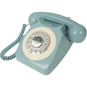 ¿ Téléphone Filaire Rétro Classique Avec Sonnerie Classique Et Bouton Poussoir, Fonction Rappel, Installation Facile, Bleu - 44540 - Neuf