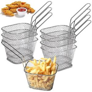 Lot De 8 Paniers À Frites, Mini Paniers À Friture En Acier Inoxydable Pour Frites, Rondelles D'oignon Et Autres Aliments - Neuf