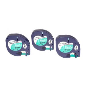 vhbw 3x Rubans compatible avec Dymo LetraTag XR imprimante d'&eacute;tiquettes 4m x 12mm Noir sur Vert - Neuf