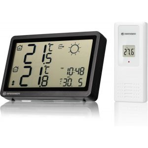 Bresser Meteo Temp HZ Station m&eacute;t&eacute;o sans fil avec mesure pr&eacute;cise de la temp&eacute;rature int&eacute;rieure et ext&eacute;rieure et pr&eacute;visions m&eacute;t&eacute;orologiques, Noir - Neuf