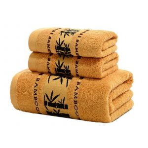 Ensemble De Serviettes En Fibre De Bambou - 2 Serviettes Pour Les Mains Et 1 Serviette De Bain Couleur Caf&eacute; - Neuf