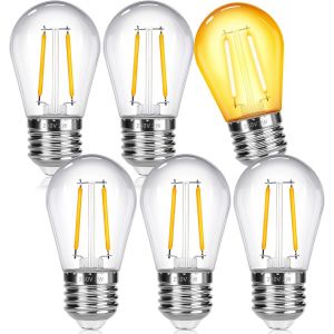 Ampoule E27 Led 2w S14 Edison Filament Plastique 220v Blanc Chaud 2700k, Non Dimmable, Équivalente 20w, Ampoule De Remplacement S14 E27 Pour Guirlande Lumineuse Extérieure Jardin[Amp744841] - Neuf
