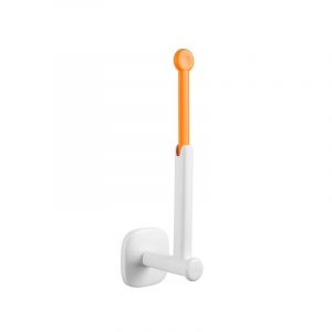 Lot de 2 crochets télescopiques en L, porte-essuie-tout, support mural rétractable sans perforation, orange - Neuf