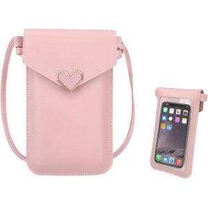 RFCBC-Sac à bandoulière pour femme, sac à bandoulière en cuir PU avec fermeture à pression en métal et fenêtre transparente, sac Messenger pour écran tactile sac de téléphone portable avec sangle - Neuf