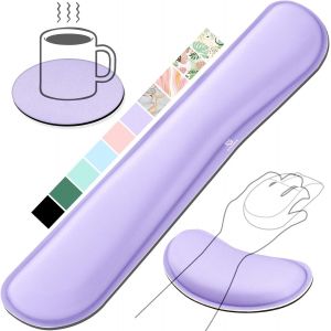 LKLJIJ-Repose Poignet Clavier, Reposes-Poignets Souris Ergonomique en Mousse à Mémoire, Support Tapis de Clavier Repose Gel Coude avec Base Antidérapant en PU pour Bureau Gamer, Ordinateur, Violet - Neuf