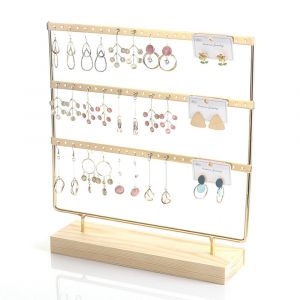 Présentoir À Bijoux, Présentoir À Boucles D'oreilles, Armoire À Boucles D'oreilles, Présentoir À Bijoux, Rangement De Bijoux En Métal Massif, Doré - Neuf