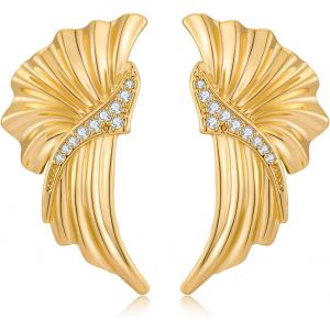 Chenquansarl-Boucles Doreilles Femme Or Ear Climber &Eacute;ventail Pav&eacute; Zircon Hypoallerg&eacute;niques Anti-Ternissement Design Moderne Fait Main Chic Id&eacute;e Cadeau - Neuf