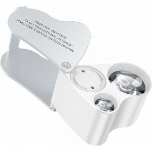 Loupe de bijoutier 30 x 60 mm, loupe d'horloger éclairée par LED, pour bijoux, pierres précieuses, timbres, pièces, montres, loisirs, modèles anciens, loupe de poche monocle. Loupe 30 x 60 mm - Neuf