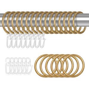 NBGCM-Lot de 22 anneaux de rideau en métal et 22 crochets de rideau en plastique pour fenêtre, porte de douche, diamètre intérieur de 30 mm (bronze) - Neuf