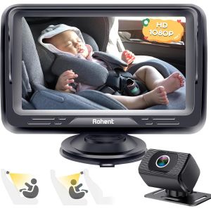 Miroir Voiture B&eacute;b&eacute; Hd 1080p Retroviseur Voiture Bebe 5 Mins Easy Installation Crystal Night Vision Infant Travel Safety Kit N06 - Neuf