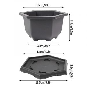 Pots De Fleurs Rectangulaires Bonsa&iuml;,Imitation D'argile Violette,Pot De Plantes Succulentes De Jardin Ext&eacute;rieur,Vase De Paysage.Hexagonal S And Tray. - Neuf