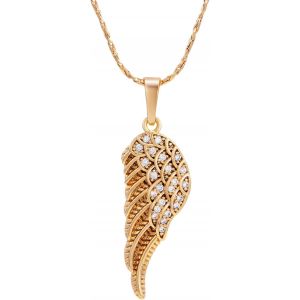 Collier Aile Plume Pendentif Femme Collier Argent 18k Or Ailes D'ange Bijoux En Zircone Cubique Collier Cadeau Longueur 30cm - Neuf