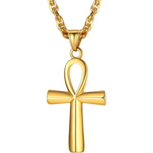 Eryi-Collier Avec Pendentif Oeil D'horus/Croix Égyptienne/Anubis/Serpent En Acier Inoxydable Bijoux Religieux Pour Homme Femme Pendentif Avec Chaîne Argent - Neuf