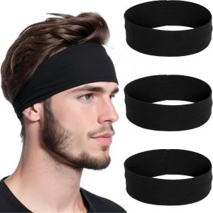 Tzf-3pcs Bandeau Cheveux Femme,Bandeau Noir Cheveux Sport,Bandeaux De Cheveux &Eacute;lastique Antid&eacute;rapant,Bandeau Cheveux Large Pour Yoga,Exercice,Sportif,Cyclisme,&Eacute;lastique Unisexe Accessoire Cheveux - Neuf