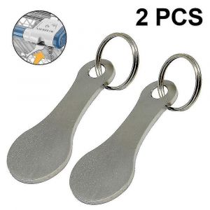 2pcs Shopping Trolley Release Key - Acier inoxydable amovible, &eacute;clat - Neuf