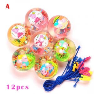 12pcs Glitter Bouncy Balls En Caoutchouc Avec Corde Pour Les Enfants Cadeaux De F&ecirc;te Ou Aire De Jeux A - Neuf