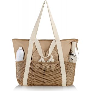 Sac De Plage Imperméable Pour Femme, Homme, Famille - Grand Sac Cabas Avec Poches Multiples Et Fermeture Éclair, Idéal Pour Plage, Piscine, Voyage, Sport, Shopping[H1503] - Neuf