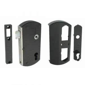 Serrure pour portillon bois/PVC/alu - à pêne demi-tour - Modulox - noir TIRARD - Neuf